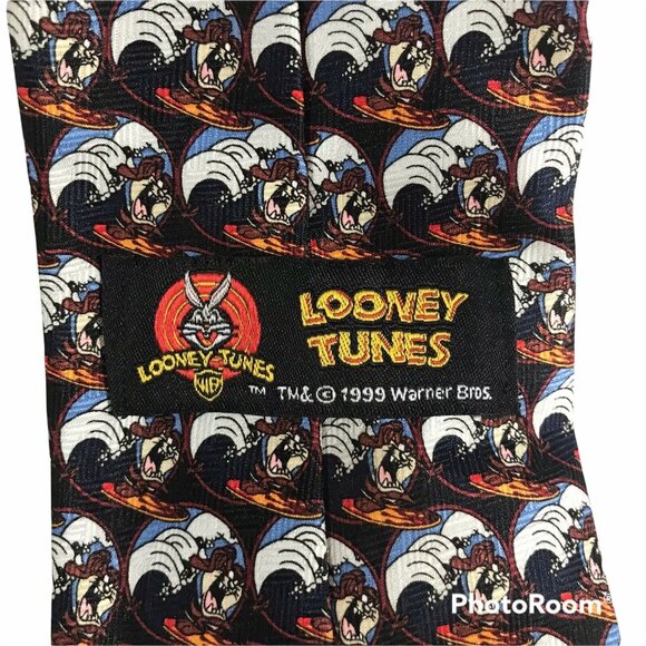 Looney Tunes Men's Tie Tazmanian Devil 1999 Warner Bros 100% Polyester Preowned - Picture 4 of 7